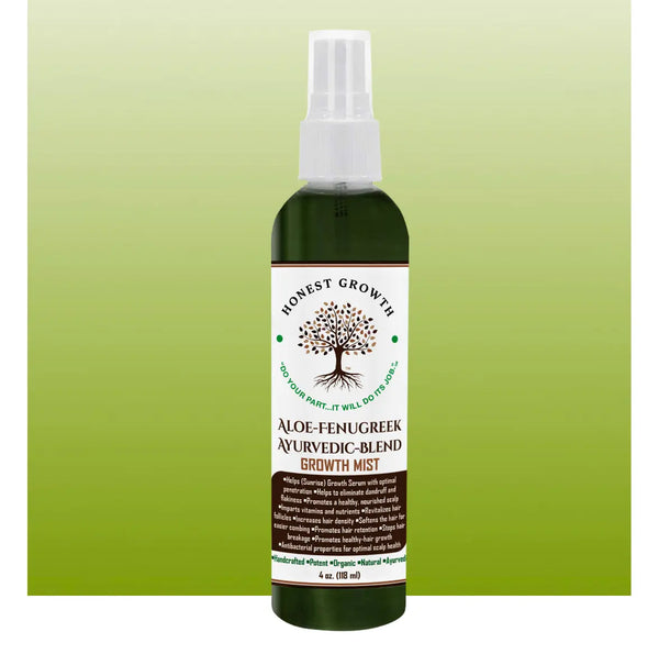 Aloe-Fenugreek, Ayurvedic-Blend Growth Mist - 4 oz. •Thickens Hair •Soft Dry •No Sticky, Greasy Residue! www.HonestGrowthLLC.com