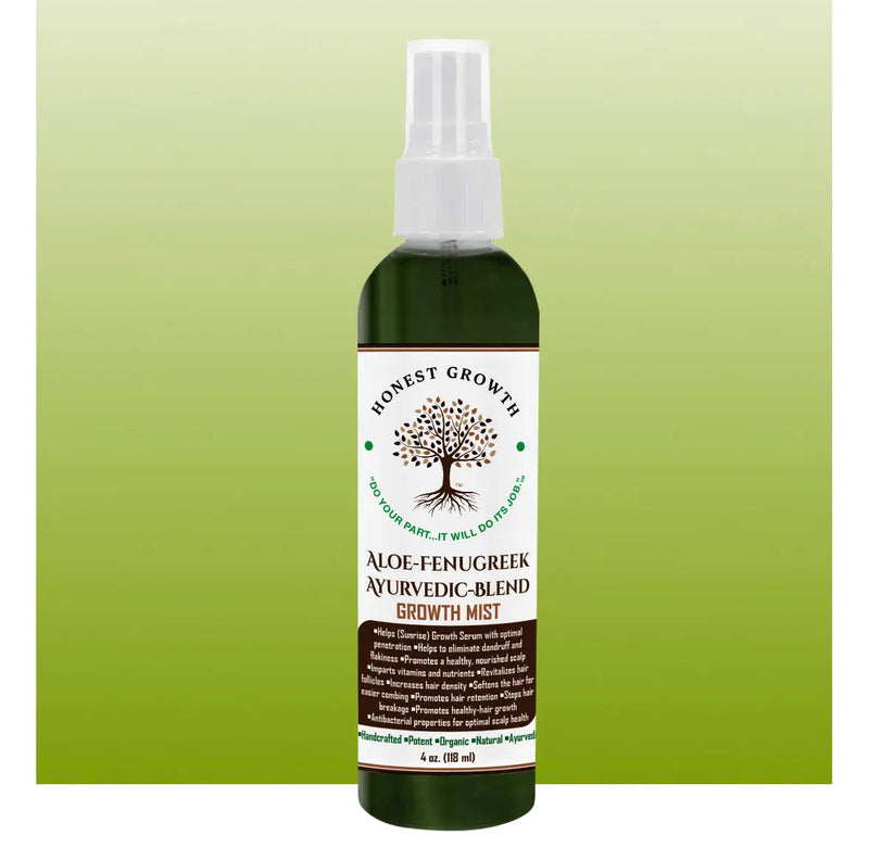 Aloe-Fenugreek, Ayurvedic-Blend Growth Mist - 4 oz. •Thickens Hair •Soft Dry •No Sticky, Greasy Residue! www.HonestGrowthLLC.com