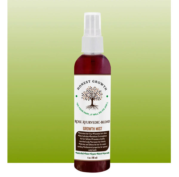 Rose Ayurvedic-Blend Growth Mist - 4 oz. •Daily Hydration •Eliminates Frizzy Hair •No Sticky, Greasy Residue! www.HonestGrowthLLC.com